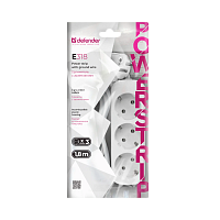 Удлинитель Defender E318 3р.С/З 10A 1.8м ПВС 3x1мм² белый (1/30)