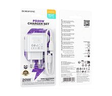 Сетевое З/У Borofone BAS43A Type-C 3.0A 20W QC3.0 с кабелем Type-C-Lightning белый