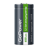 Аккумулятор Li-ion GoPower 16340 PK1 3V 650mAh с/з (1/8/400) 