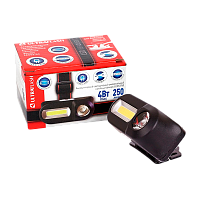 Фонарь налобный Ultraflash LED53763 4W 1LED+COB от аккумулятора 15 реж. черный (1/10/120)