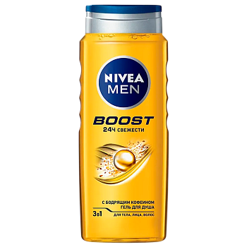 Гель для душа мужской Nivea BOOST 3 в 1 500мл (1/12)