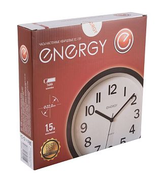 Часы Energy ЕС-139 настенные кварцевые кругл.черный (1/20)