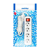 Удлинитель Smartbuy 4р.С/З 16A 2.0м с выкл. ПВС 3x1мм² белый (1/40)