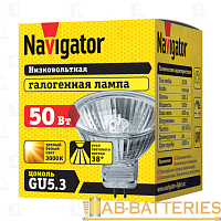 Лампа галогенная Navigator JCDR GU5.3 50W 3000К 12V софит прозрачная (1/10/200)