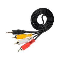 Кабель AUX GoPower Jack 3.5mm (m)-3xRCA (m) 1.0м ПВХ черный Premium Zip-Lock c подвесом (1/200)
