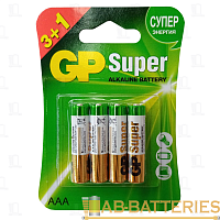 Батарейка GP Super LR03 AAA BL3+1 Alkaline 1.5V (4/40/320) R 