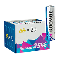 Батарейка Космос LR6 AA BOX20 Alkaline 1.5V (20/640)