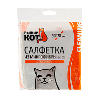 Салфетка Рыжий кот M-05 30х30см микрофибра для стекла серый (1/40/200) 