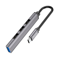 USB-Хаб HOCO HB26 4USB Type-C (m) USB3.0 серый (1/18/180) 