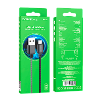 Кабель Borofone BX87 USB (m)-microUSB (m) 1м 2.4A нейлон черный (1/1000)