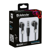 Наушники внутриканальные Defender 617 Basic черный (1/200) 