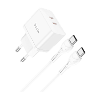 Сетевое З/У HOCO N29 2Type-C 35W с кабелем Type-C-Type-C 60W белый (1/13/130)