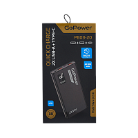 Внешний аккумулятор GoPower PB03-20 20000mAh 3.0A 22.5W 2USB/Type-C черный (1/50)