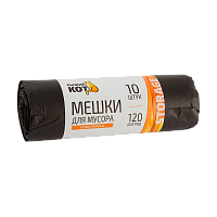 Мешки для мусора Рыжий кот 120л 19мкм ПНД 10шт. особо прочные черный (1/20)