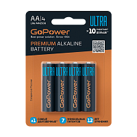 Батарейка GoPower ULTRA LR6 AA BL4 Alkaline 1.5V (4/40/480)