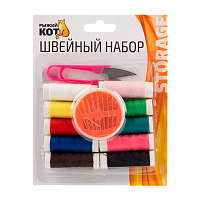 Швейный набор 10 катушек, ножницы, иголки (1/12/192)