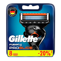 Сменные кассеты Gillette "FUSION PROGLIDE" 5 лезвий 8шт. (цена за 1 шт) (8/80) 