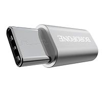 Переходник Borofone BV4 Type-C (m)-microUSB (f) алюминий серебряный