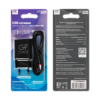 Сетевое З/У GFPower GF20M 1USB/microUSB 2.1A черный (48/192)