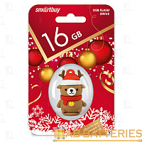 Флеш-накопитель Smartbuy NY Медведь 16GB USB2.0 силикон коричневый