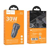 Автомобильное З/У HOCO Z57A 1USB+1Type-C 3.0A 30W PD,QC серый (1/12/120)