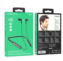 Наушники вставные Borofone BE59 bluetooth 5.3 с микр. с шейным шнурком черный (1/90)