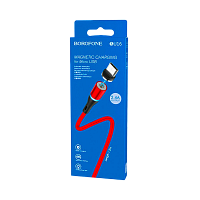 Кабель Borofone BU16 USB (m)-Type-C (m) 1м 3.0A ткань магнит красный (1/63/252)