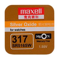 Батарейка Maxell 317 (SR516SW) BL1 Silver Oxide 1.55V 0%Hg (1/10/100)