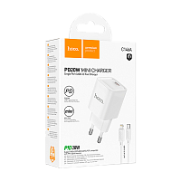 Сетевое З/У HOCO C146A Type-C 20W PD3.0 с кабелем Lightning белый (1/30/180)