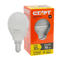 Лампа светодиодная Старт G47 E14 10W 2700К 220V шар Eco матовая (1/10/100)