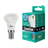 Лампа светодиодная Camelion R50 E14 6W 4500К 170-265V рефлектор матовая (1/10/100)