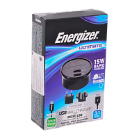 Сетевое З/У Energizer Ultimate 2USB 3.1A с кабелем microUSB черный