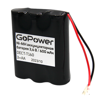 Аккумулятор для радиотелефонов GoPower T160 PC1 NI-MH 600mAh (1/15/180) 