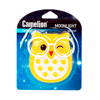 Ночник Camelion NL-237 "Сова" 220V в розетку желтый (1/24/72)