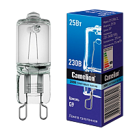 Лампа галогенная Camelion G9 25W 2800К 220-240V капсула прозрачная (1/5/100)