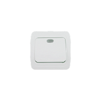 Выключатель Прогресс Slim 1-клав.10A ABS + Керамика с индикатором белый (1/10/200)