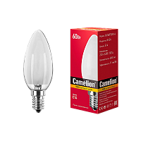 Лампа накаливания Camelion E14 60W 220V свеча матовая (1/100)