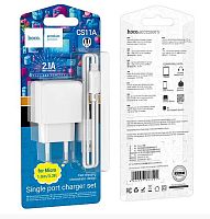 Сетевое З/У HOCO CS11A 1USB 2.1A с кабелем microUSB белый (1/28/168)