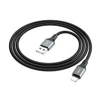 Кабель HOCO X86 USB (m)-Lightning (m) 1.0м 3.0A силикон черный (1/360)