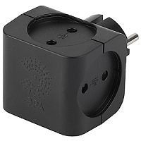 Разветвитель ЭРА SP 4р.Б/З 16A черный (1/10/60)