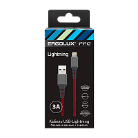 Кабель Ergolux ELX-CDC09-C43 USB (m)-Lightning (m) 1.5м 3.0A черный красный в коробке (1/10/240)