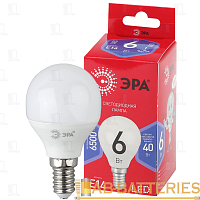 Лампа светодиодная ЭРА P45 E14 6W 6500К 220-240V шар RED LINE ECO (1/10/100)