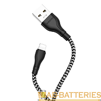 Кабель Borofone BX39 USB (m)-Lightning (m) 1м 2.4A нейлон черный белый (1/360)