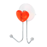 Крючки Рыжий кот W2790-1 "Сердце" присоска 11х7х4см двойной 1шт. красный (1/12/48)