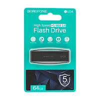 Флеш-накопитель Borofone Wonder BUD4 64GB USB3.0 пластик черный (1/40)
