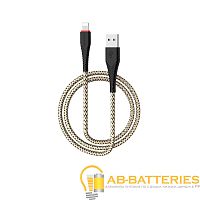 Кабель Borofone BX25 USB (m)-Lightning (m) 1м 2.4A нейлон черный (1/360)