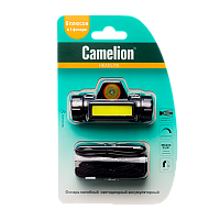 Фонарь налобный Camelion LED53405 3W LED+COB от аккумулятора 2 режима черный (1/12/96)