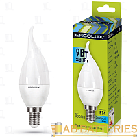 Лампа светодиодная Ergolux CA35 E14 9W 6000К 172-265V свеча на ветру (1/10/100)