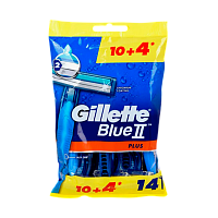 Бритва одноразовая Gillette "Blue II Plus" 2 лезвия 10+4шт. (1/12)