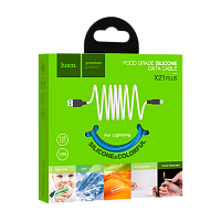 Кабель HOCO X21 Plus USB (m)-Lightning (m) 1м 2.4A силикон черный синий (1/28/168)